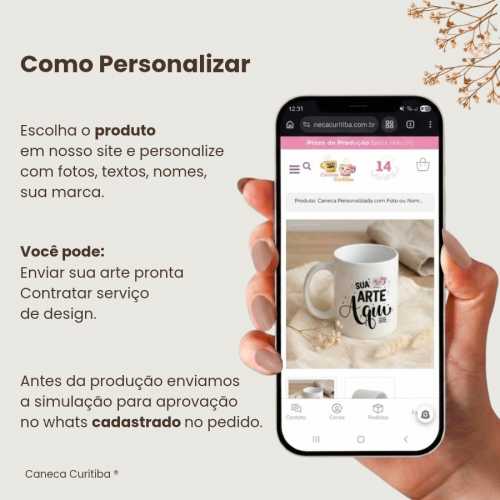 Kit Presente Personalizado com Caneca, Ursinho e Vaso Decora...