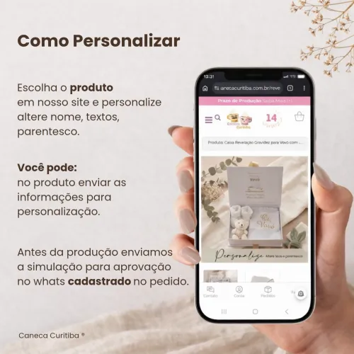 Caixa Revelação Gravidez para Avós com Toalhinha, Ursinho e...