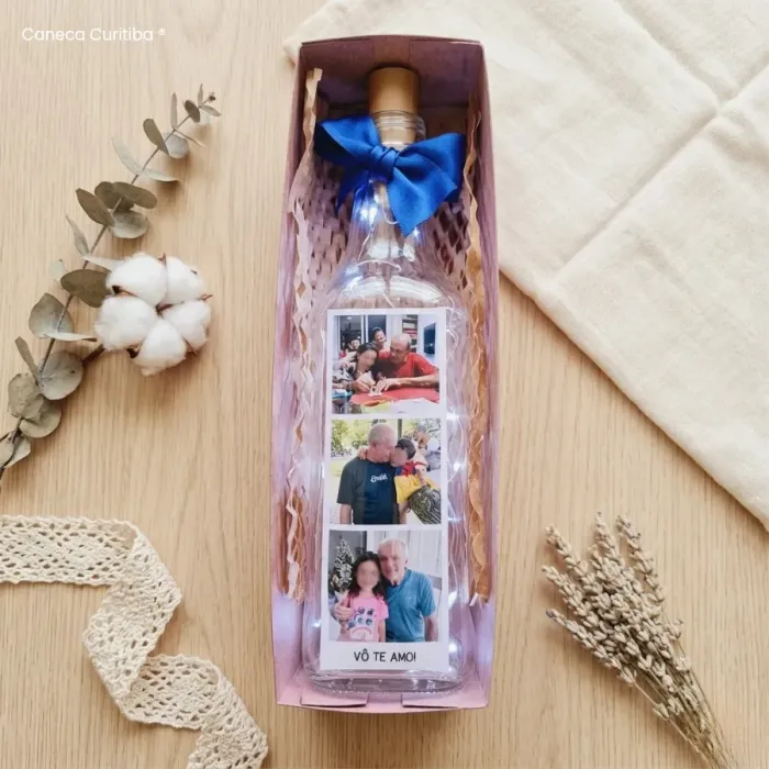 Garrafa Presente com Fotos Personalizadas