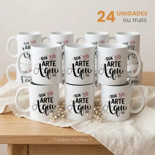 Caneca Cerâmica Branca Personalizada a partir de 24 unidades...