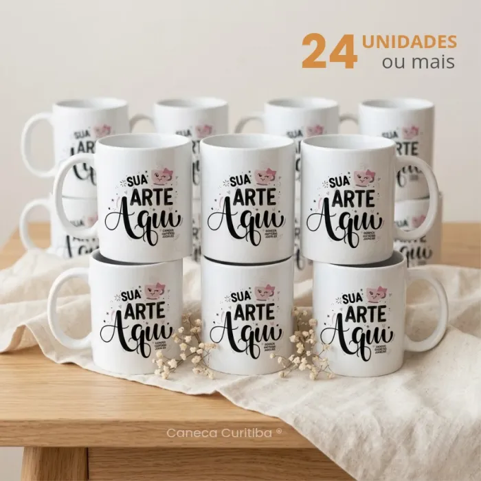 Caneca Cerâmica Branca Personalizada a partir de 24 unidades