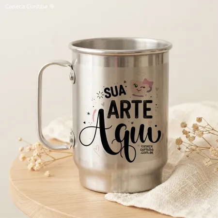 Caneca Alumínio 500ml Personalizada com Sua Arte