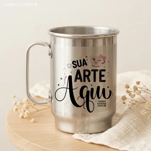 Caneca Alumínio 500ml Personalizada com Sua Arte