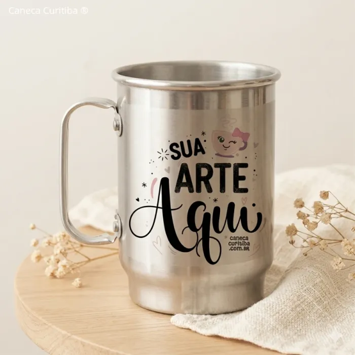 Caneca Alumínio 500ml Personalizada com Sua Arte