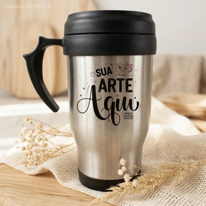Caneca Alumínio Personalizada com Foto ou Arte