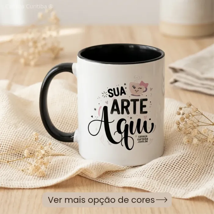 Caneca Cerâmica Colorida Personalizada com Sua Arte