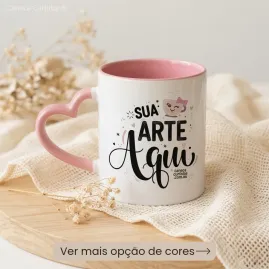 Caneca com Alça de Coração Personalizada