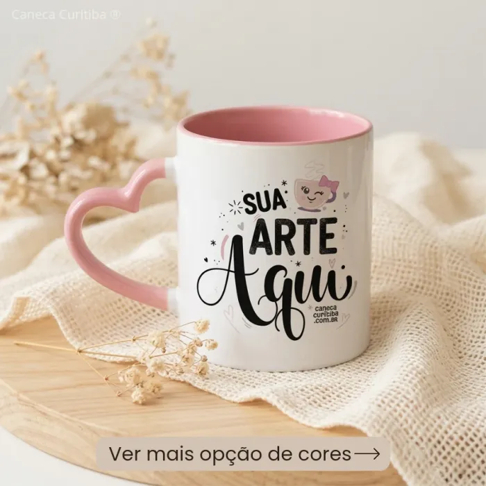 Caneca com Alça de Coração Personalizada