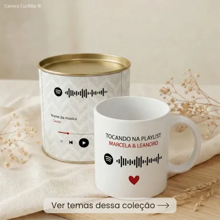 Lata Presente Música e Foto Personalizada com Caneca
