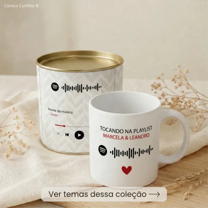 Lata Presente Música e Foto Personalizada com Caneca