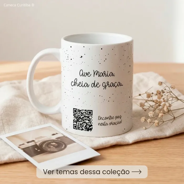 Caneca Religiosa Personalizada com Foto e Música (Interativa)