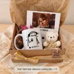 Kit Caixa Presente Foto e Música com Caneca e Azulejo Personalizado com Foto