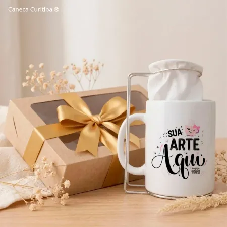 Kit Presente Caneca Personalizada com Foto e Mini Coador