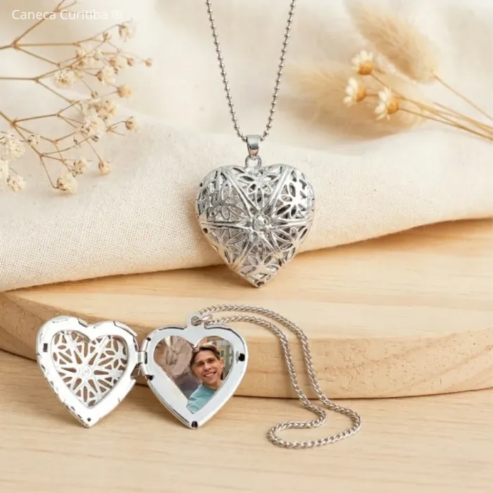Relicário Coração com Foto Personalizada