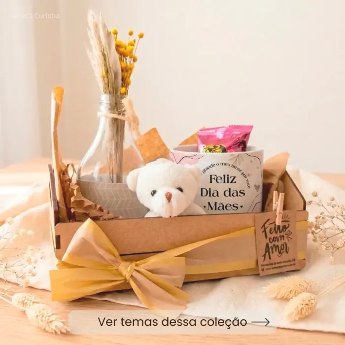 Kit Presente para Mãe com Caneca Personalizada no Caixote MDF