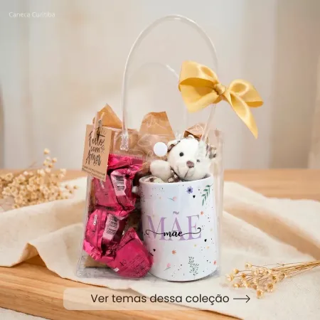 Kit Presente para Mãe com Caneca Personalizada Ursinho e Bombom
