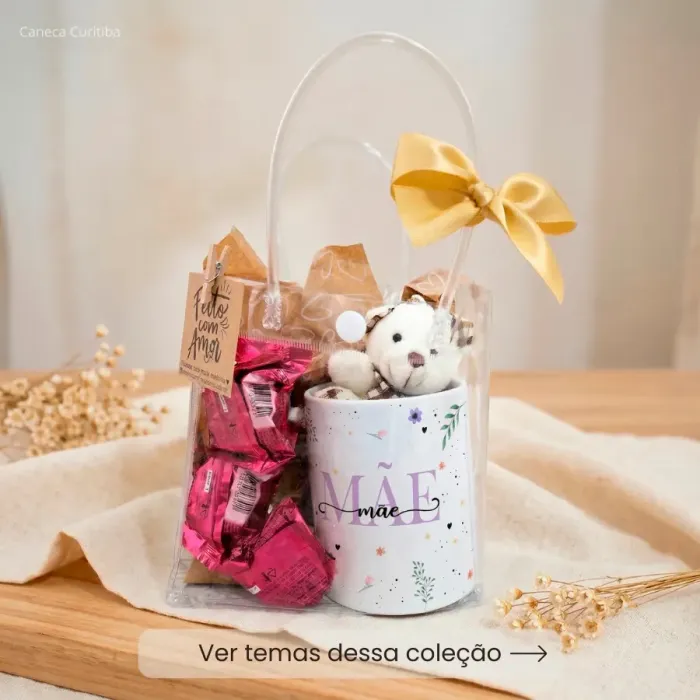 Kit Presente para Mãe com Caneca Personalizada Ursinho e Bombom