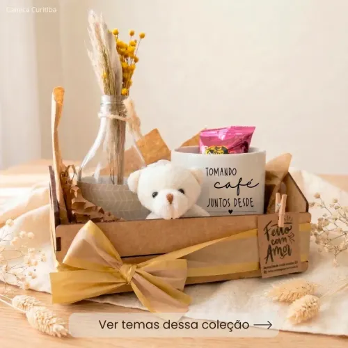Caixotinho MDF Presente Namorados com Caneca Personalizada