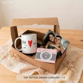 Kit Presente Namorados com Caneca Personalizada e 9 Fotos Ím...