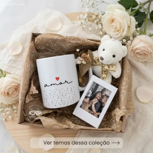 Caixa Presente Namorados Personalizada com Caneca e Mini Por...