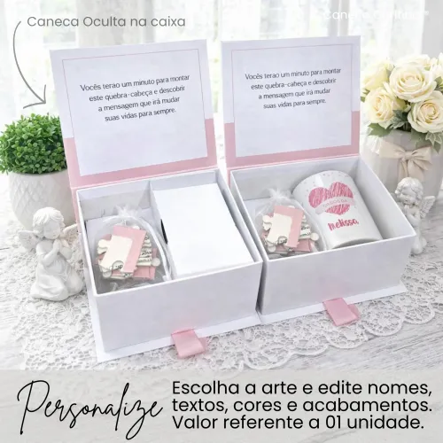 Convite para Padrinhos de Batismo com Caneca e Quebra-Cabeça...