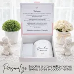 Convite para Padrinhos de Batismo com Caneca Cerâmica em Caixa Cartonagem