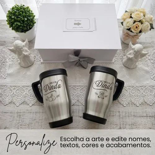 Convite para Padrinho e Madrinha de Batismo com Canecas Alum...