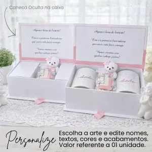Convite para Padrinho e Madrinha de Batismo com Canecas e Qu...