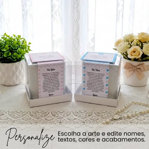 Convite para Padrinho e Madrinha de Batismo com 2 Canecas em...