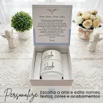 Convite para Padrinho e Madrinha de Batismo com 2 Xícaras em Caixa Cartonagem