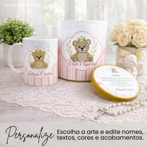 Lata Convite Batismo com Caneca Personalizada