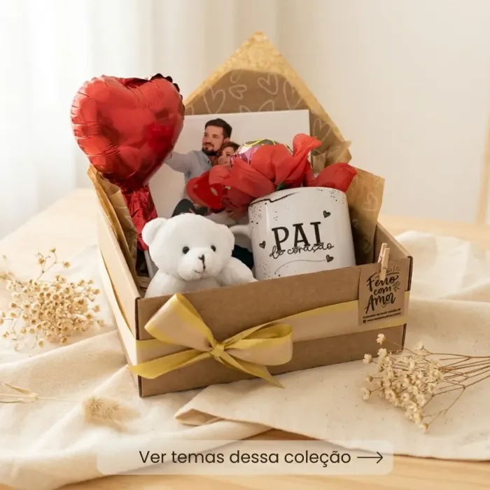 Kit Caixa Presente Pai com Caneca e Azulejo Personalizado