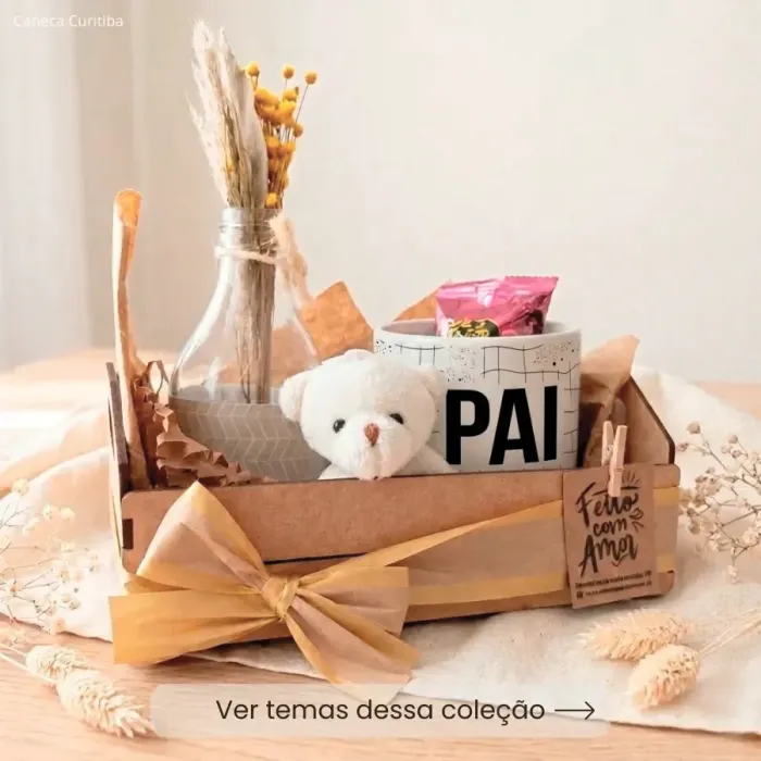 Kit Presente para Pai com Caneca Personalizada no Caixote MDF