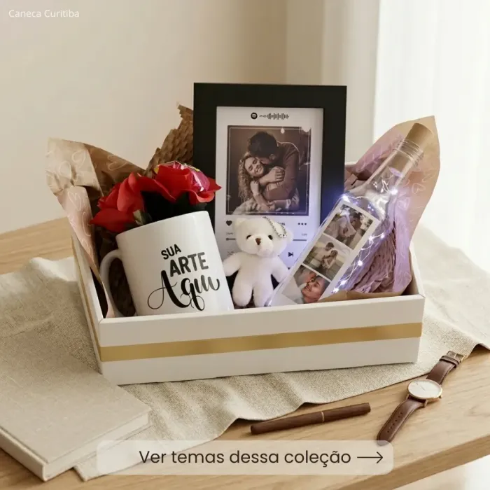 Kit Presente Pai com Caneca, Garrafinha LED e Porta Retrato