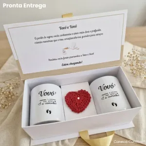 Caixa Revelação Gravidez para Avós com Canecas Pronta Entreg...