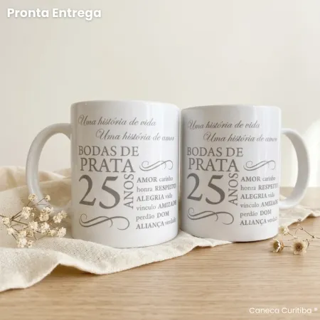 Caneca Dupla Bodas de Prata