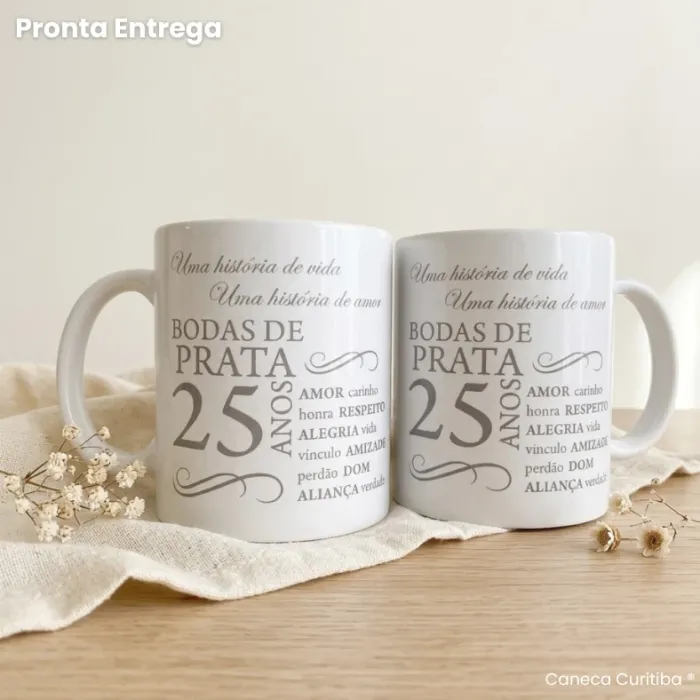 Caneca Dupla Bodas de Prata