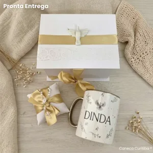 Caixa Convite Padrinhos Batismo Pronta Entrega (Alça e Borda...