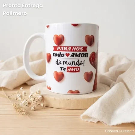 Caneca Pinguins Namorados Polímero (Pronta Entrega)