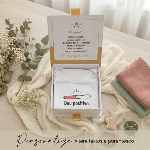Caixa Revelação Gravidez com Body Personalizado
