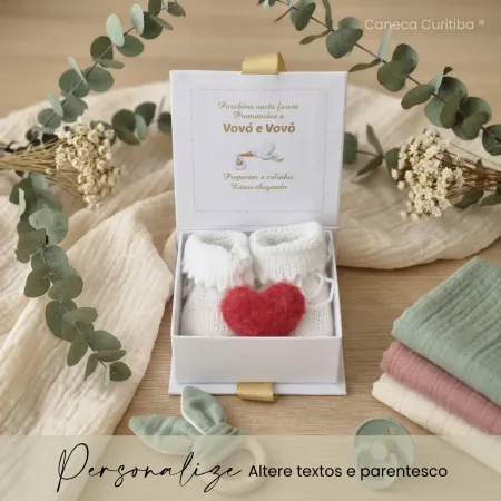 Caixa Revelação Gravidez com Sapatinho Personalizada