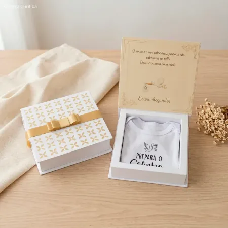 Caixa Revelação de Gravidez com body Pronta Entrega