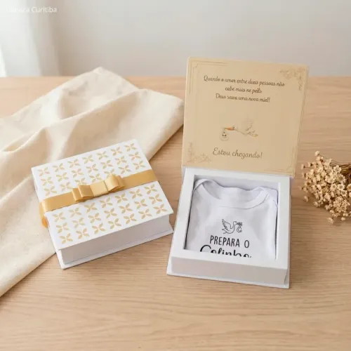 Caixa Revelação de Gravidez com body Pronta Entrega