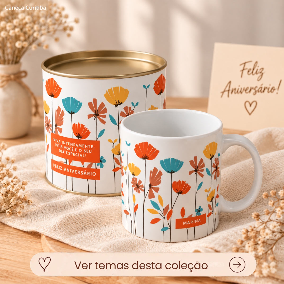 Lata Aniversário Presente com Caneca Personalizada Lata Aniversário Presente com Caneca Personalizada