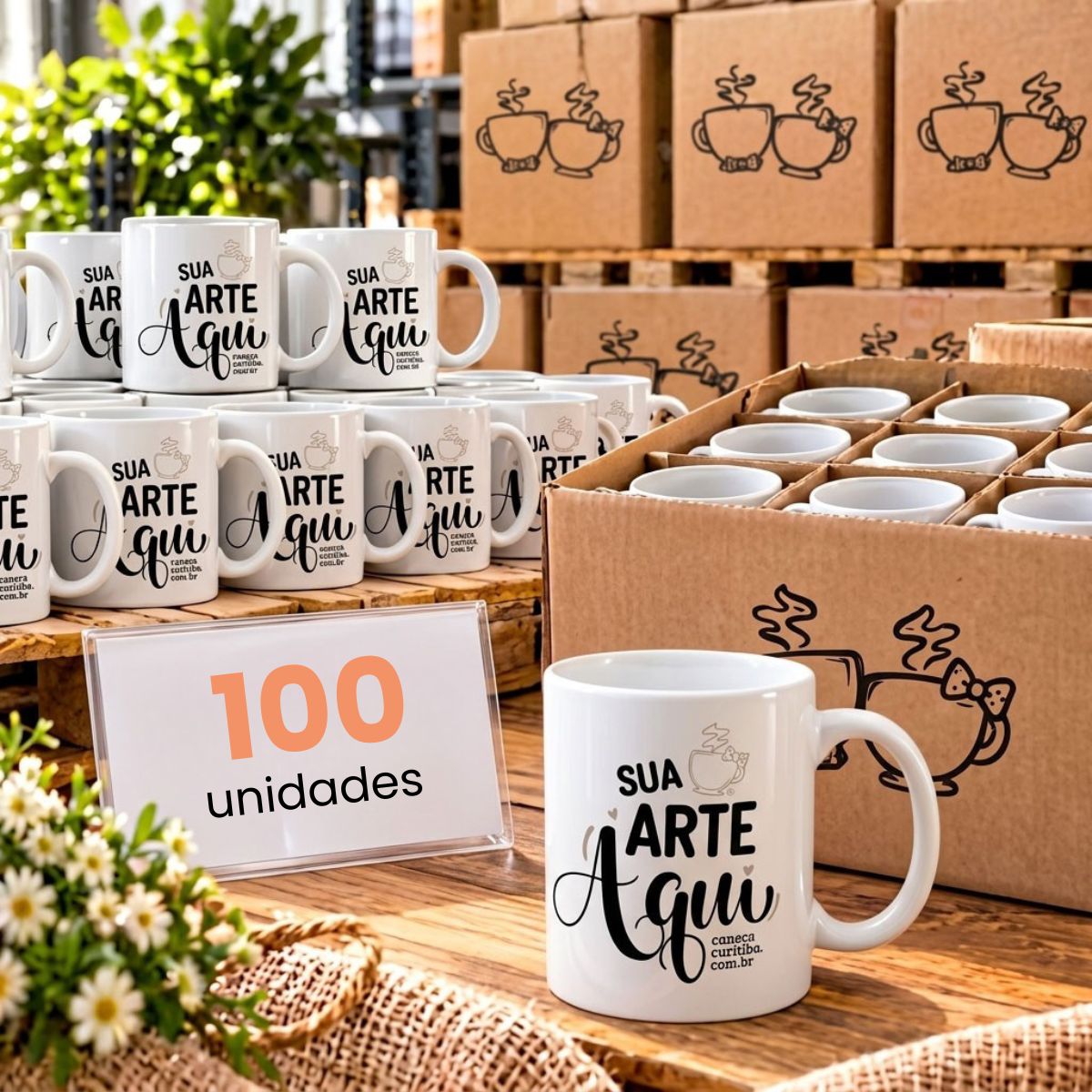 Caneca Cerâmica Branca Atacado (100 unidades) Caneca Cerâmica Branca Atacado (100 unidades)