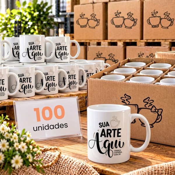 Caneca Cerâmica Branca Atacado (100 unidades) Caneca Cerâmica Branca Atacado (100 unidades)