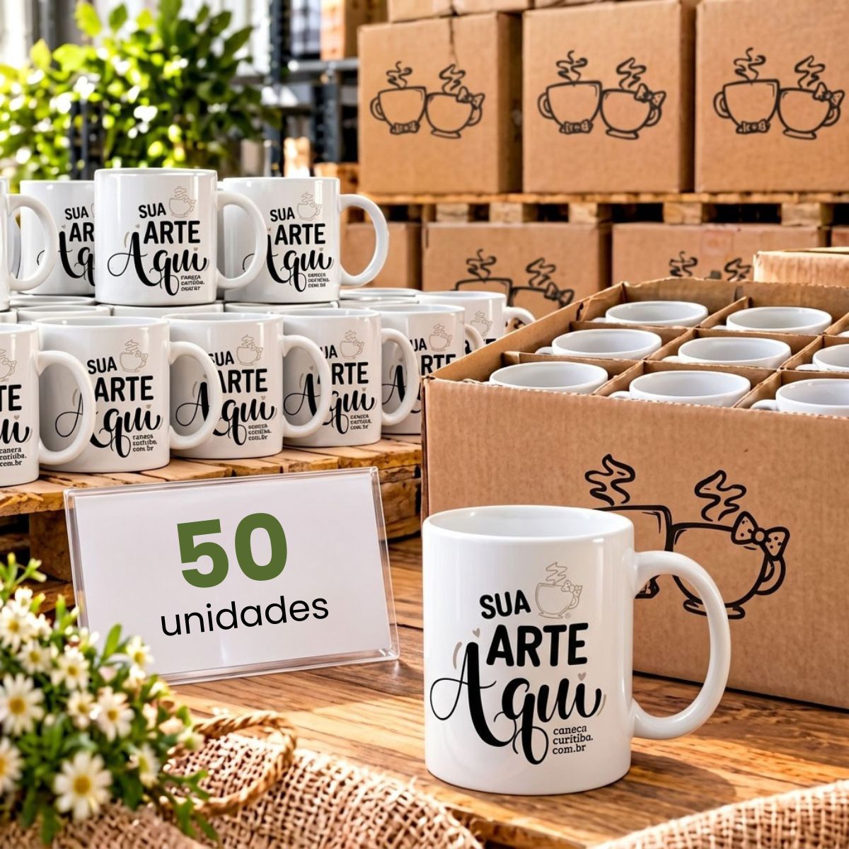 Caneca Cerâmica Branca Atacado (50 unidades) Caneca Cerâmica Branca Atacado (50 unidades)