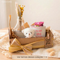 Kit Avó(ô) Caixotinho MDF com Caneca Personalizada, Ursinho e Mimos Kit Avó(ô) Caixotinho MDF com Caneca Personalizada, Ursinho e Mimos
