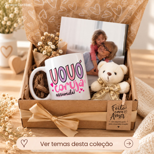 Kit Caixa Presente com Caneca e Azulejo Personalizado Avó(ô)s Kit Caixa Presente com Caneca e Azulejo Personalizado Avó(ô)s