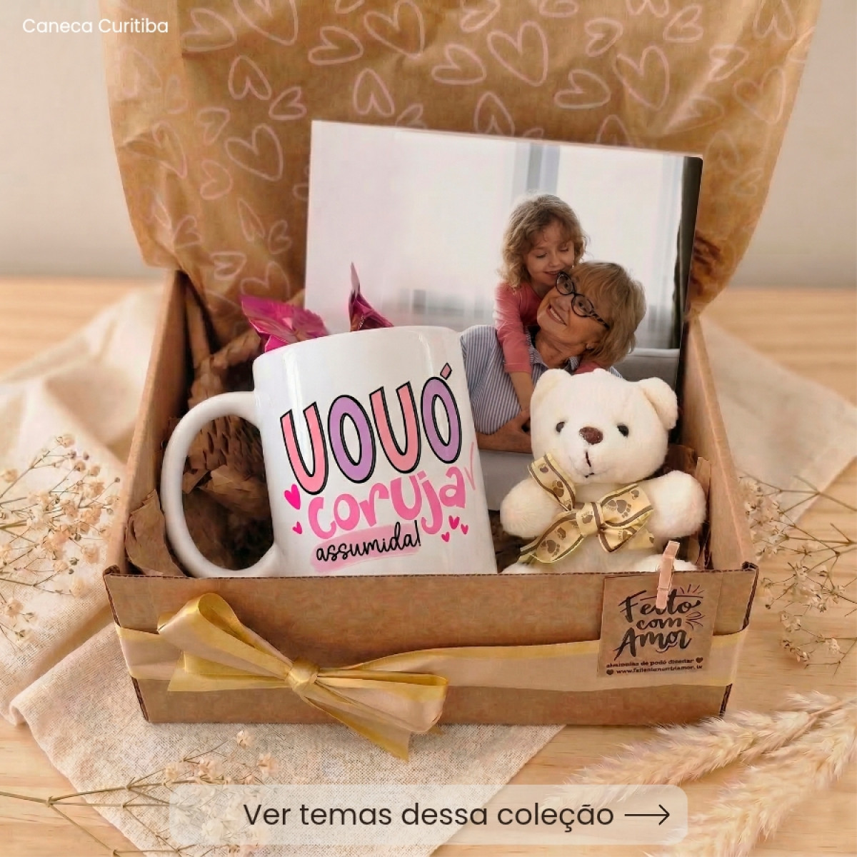 Kit AVó(ô)s Caixa Presente com Caneca e Azulejo Personalizado
